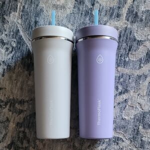 ThermoFlask 32 oz Gray And Lavender Insulated Stainless Steel Tumblers Set of 2